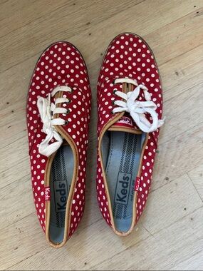 Keds Red and White Polka Dot Canvas Sneakers